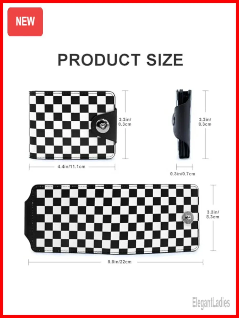 Checkered Slim Bifold Credit Wallet RFID Blocking Card Holder Zipper Coin Pocket